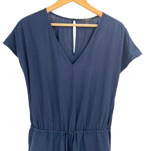 J.Crew Linen Blend V-Neck Relaxed Jumpsuit Playsuit Preppy Navy Blue size XS - Picture 2 of 8